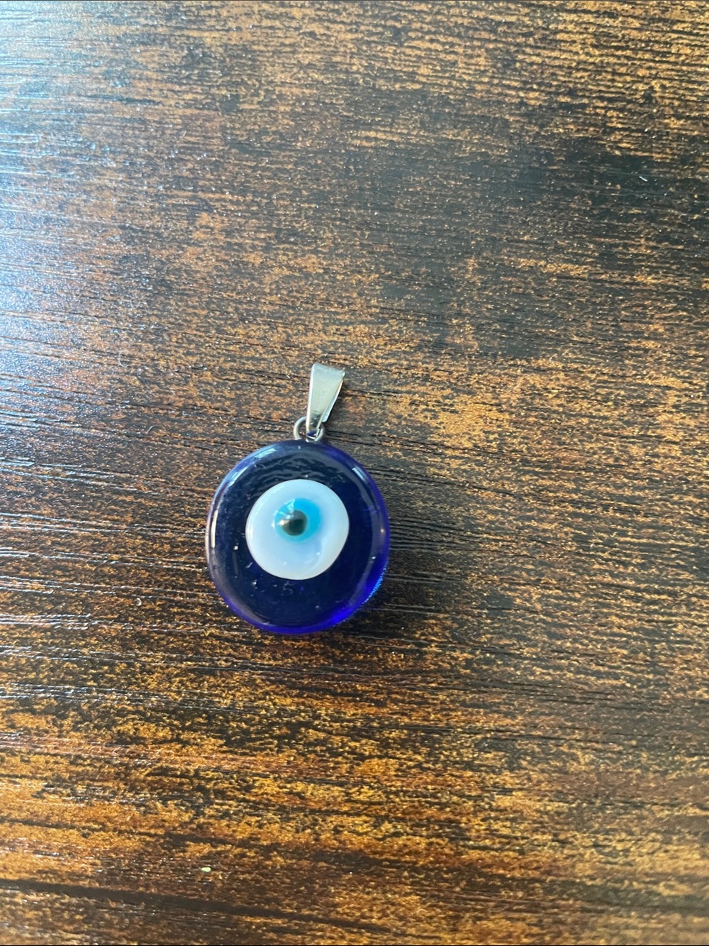 Round Blue Glass Evil Eye Charm Pendant